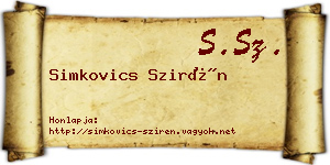 Simkovics Szirén névjegykártya